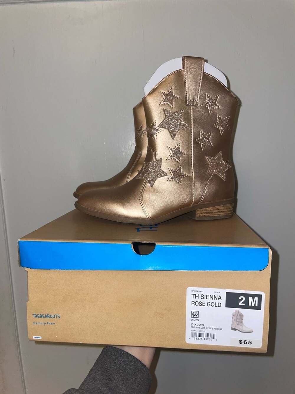 Thereabouts Sienna Rose Gold Star Western Boots Size 2M
